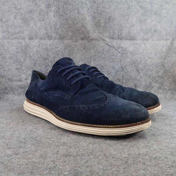Cole Haan Shoes Mens 13 Oxfords Wingtip Lunargrand Leather Classic Blue Fashion - Picture 1 of 15